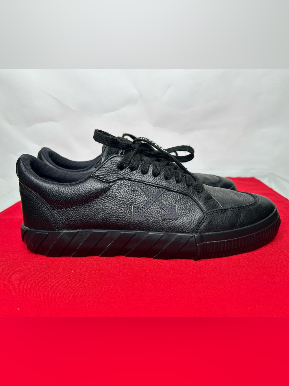 Off White Vulc Vulcanized Black Leather Low Top Sneakers Virgil Era